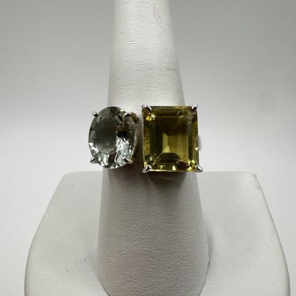 NWOT Stunning Green Quartz/Lemon Quartz ring in Sterling Silver! - Picture 5 of 9